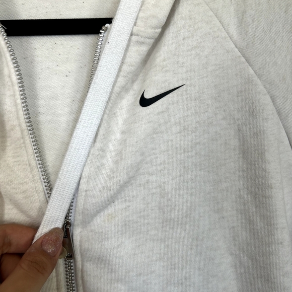 Nike Dri-FIT Get Fit Fleece Full Zip Up Hoodie Sweatshirt White Activewear gym - Picture 6 of 11
